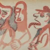 Mino Maccari, Infame, 1930er, Kohle und Aquarell Zeichnung
