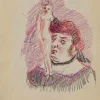 Mino Maccari, The Dream, Akt, Kohle und Pastell Zeichnung, 1950er