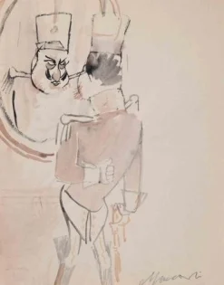 Mino Maccari, The General, Aquarellzeichnung, 1940er