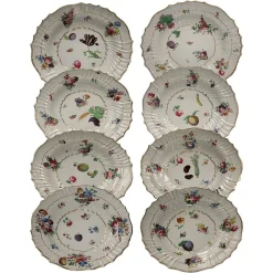 Mittleres 18. Jh. Porzellangeschirr mit Blumenmuster von Richard Ginori, 1750, 8er Set