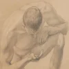 Männliche Aktstudie, Bleistiftzeichnung, 1940er