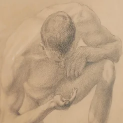 Männliche Aktstudie, Bleistiftzeichnung, 1940er