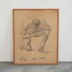 Männliche Aktstudie, Bleistiftzeichnung, 1940er