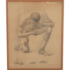 Männliche Aktstudie, Bleistiftzeichnung, 1940er
