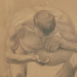 Männliche Aktstudie, Bleistiftzeichnung, 1940er