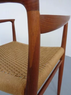 Modell 56 Armlehnstuhl aus Teak & Papierkordel von Niels Otto Møller für JL Møllers, Denmark, 1950er