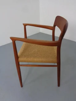 Modell 56 Armlehnstuhl aus Teak & Papierkordel von Niels Otto Møller für JL Møllers, Denmark, 1950er