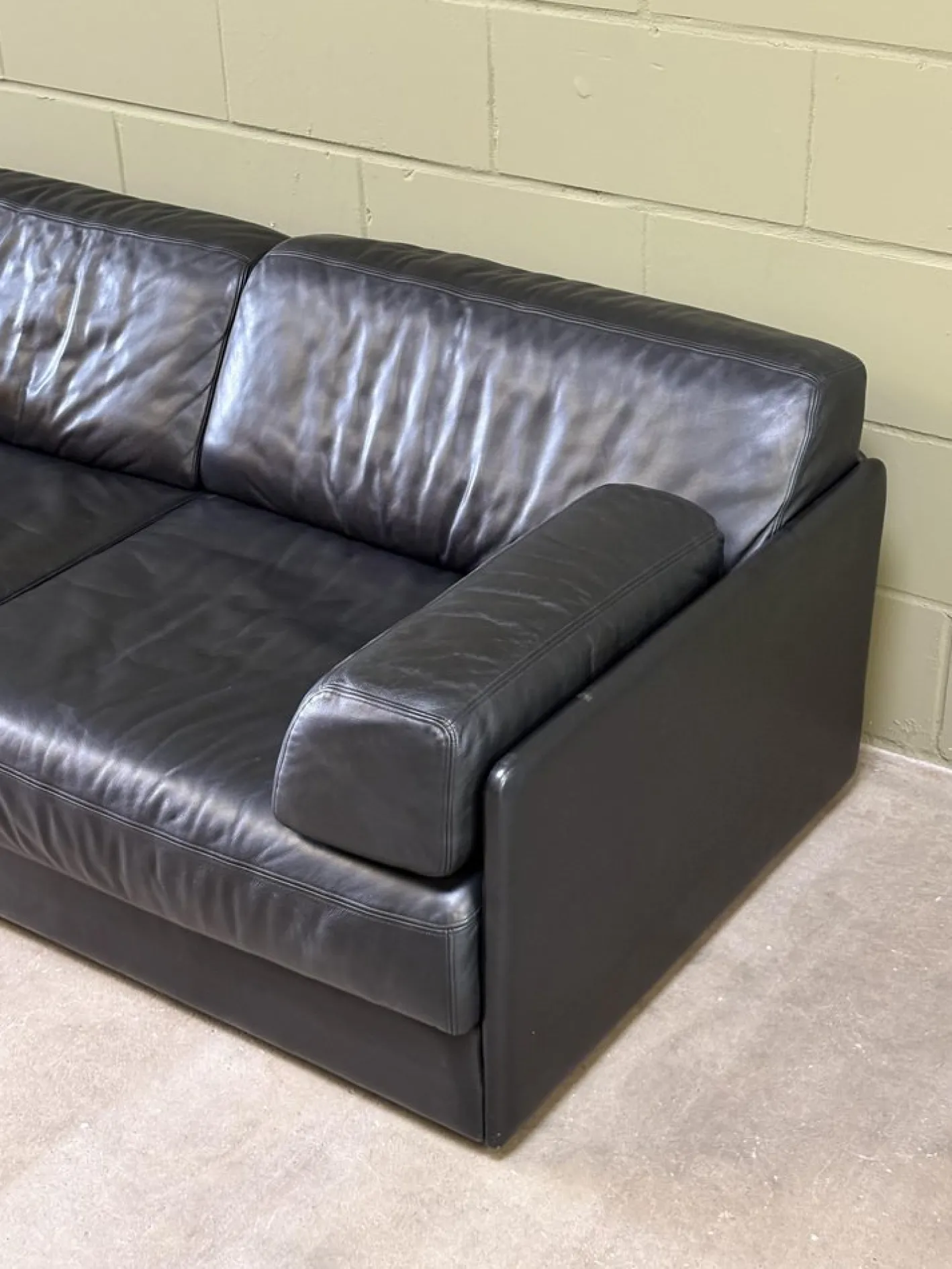 Modell DS-76 Schlafsofa und Sofa aus Schwarzem Leder von de Sede, 1980er, 2er Set