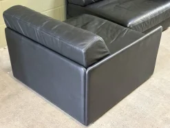 Modell DS-76 Schlafsofa und Sofa aus Schwarzem Leder von de Sede, 1980er, 2er Set