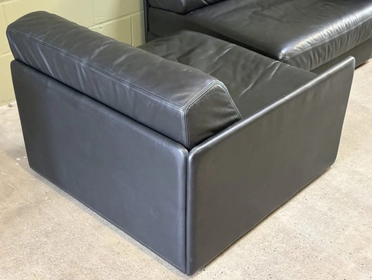 Modell DS-76 Schlafsofa und Sofa aus Schwarzem Leder von de Sede, 1980er, 2er Set