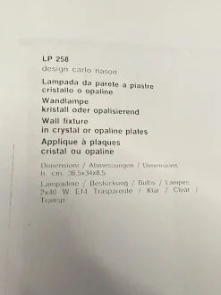 Modell LP258 Wandlampen von Carlo Nason für Mazzega, 1970er, 2er Set
