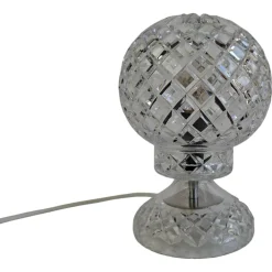 Moderne böhmische tschechische Mid-Century Tischlampe aus geschliffenem Kristallglas, 1970