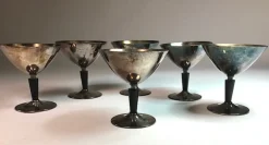 Moderne Cocktailgläser aus Metall von Folke Arström für Gab, 1930er, 6 . Set