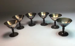 Moderne Cocktailgläser aus Metall von Folke Arström für Gab, 1930er, 6 . Set
