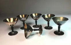 Moderne Cocktailgläser aus Metall von Folke Arström für Gab, 1930er, 6 . Set