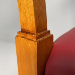 Moderne italienische Mid-Century Holzstühle mit burgunderrotem Himmel, 1940er, 6er Set