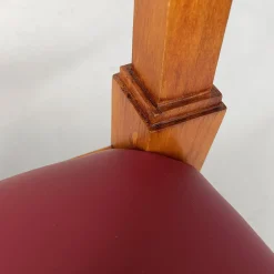 Moderne italienische Mid-Century Holzstühle mit burgunderrotem Himmel, 1940er, 6er Set