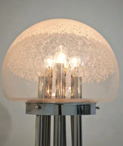 Moderne italienische Mid-Century Space Age Stehlampe aus Chrom & Muranoglas, 1970er