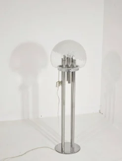 Moderne italienische Mid-Century Space Age Stehlampe aus Chrom & Muranoglas, 1970er