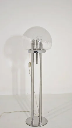 Moderne italienische Mid-Century Space Age Stehlampe aus Chrom & Muranoglas, 1970er