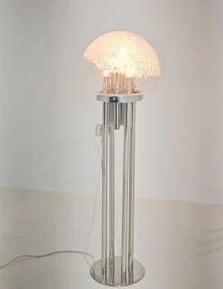 Moderne italienische Mid-Century Space Age Stehlampe aus Chrom & Muranoglas, 1970er
