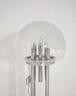 Moderne italienische Mid-Century Space Age Stehlampe aus Chrom & Muranoglas, 1970er