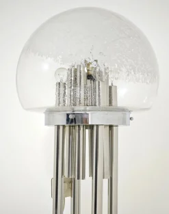 Moderne italienische Mid-Century Space Age Stehlampe aus Chrom & Muranoglas, 1970er