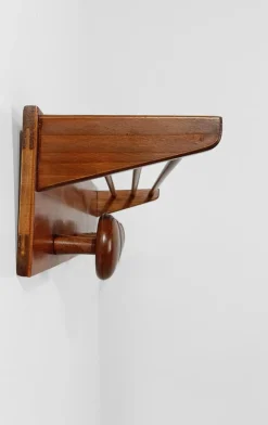 Moderne italienische Wandgarderobe mit Hutständer aus Holz von Fraber, 1960er