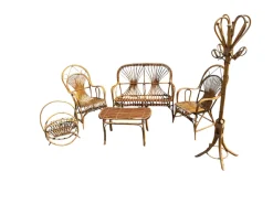 Moderne Midcentury Sofagarnitur aus Bambus Rattan, 1960er, 6