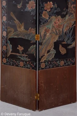 Moderner chinesischer Mid-Century Wandschirm mit Landschaft & Vögeln, 1940