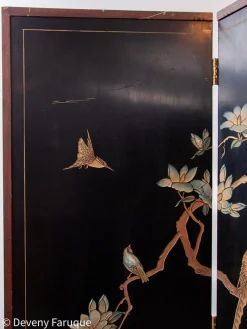 Moderner chinesischer Mid-Century Wandschirm mit Landschaft & Vögeln, 1940
