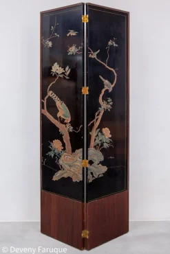 Moderner chinesischer Mid-Century Wandschirm mit Landschaft & Vögeln, 1940