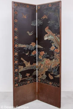Moderner chinesischer Mid-Century Wandschirm mit Landschaft & Vögeln, 1940