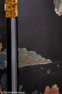 Moderner chinesischer Mid-Century Wandschirm mit Landschaft & Vögeln, 1940
