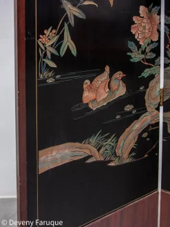 Moderner chinesischer Mid-Century Wandschirm mit Landschaft & Vögeln, 1940