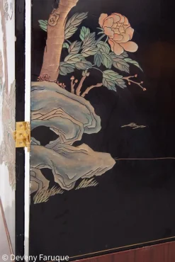 Moderner chinesischer Mid-Century Wandschirm mit Landschaft & Vögeln, 1940