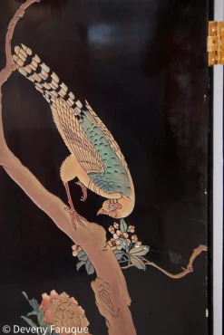Moderner chinesischer Mid-Century Wandschirm mit Landschaft & Vögeln, 1940