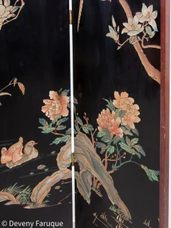 Moderner chinesischer Mid-Century Wandschirm mit Landschaft & Vögeln, 1940
