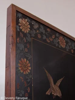 Moderner chinesischer Mid-Century Wandschirm mit Landschaft & Vögeln, 1940
