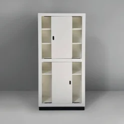Moderner italienischer Kleiderschrank aus Holz in Hellgrau & Schwarz, 1960er