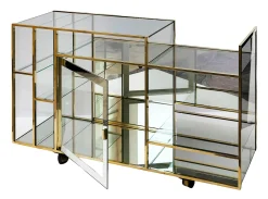 Moderner italienischer Mid-Century Konsolentisch aus Messing & Glas, 1970er