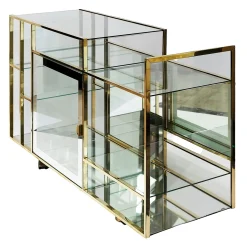Moderner italienischer Mid-Century Konsolentisch aus Messing & Glas, 1970er