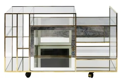 Moderner italienischer Mid-Century Konsolentisch aus Messing & Glas, 1970er