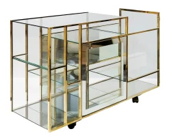 Moderner italienischer Mid-Century Konsolentisch aus Messing & Glas, 1970er