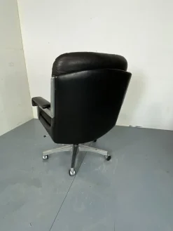 Moderner italienischer Mid-Century Schreibtischstuhl aus Leder & Stahl, 1950er