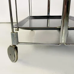 Moderner italienischer Mid-Century Servierwagen aus Metall & schwarzem Kunststoff, 1960er