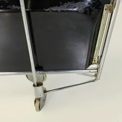 Moderner italienischer Mid-Century Servierwagen aus Metall & schwarzem Kunststoff, 1960er
