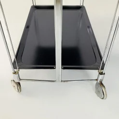 Moderner italienischer Mid-Century Servierwagen aus Metall & schwarzem Kunststoff, 1960er