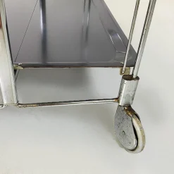 Moderner italienischer Mid-Century Servierwagen aus Metall & schwarzem Kunststoff, 1960er