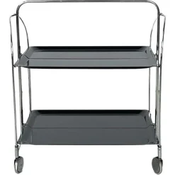 Moderner italienischer Mid-Century Servierwagen aus Metall & schwarzem Kunststoff, 1960er